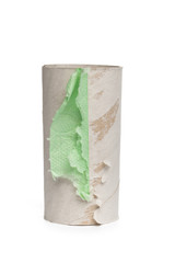 toilet paper roll on white background.