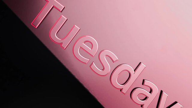 Animated Movie Text - Tuesday. Neon text of day of the week TUESDAY