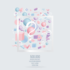 3d figures realistic vector primitives composition with question signs