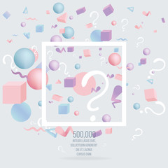 3d figures realistic vector primitives composition with question signs