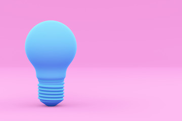 Idea concept Illustration with light bulb on pink background