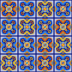 Mexican talavera ceramic tile pattern. Ethnic folk ornament.