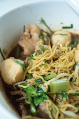 egg noodle with meatball