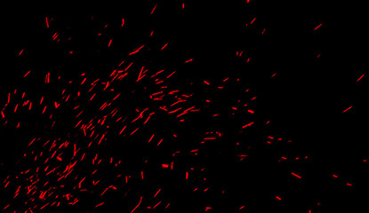 Red particles sparkle spray debris. Overlays texture . Design element.