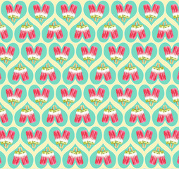 Cute ice cream pattern hand drawn sweet summer background for kids