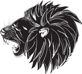 lion head silhouette isolated on white