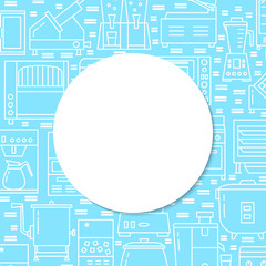 Professional kitchen equipment concept background in line style