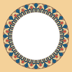 Geometric folklore ornament. Ethnic vector texture. Circular border in vintage style. EPS10