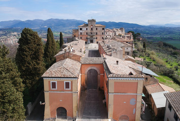 Aerial view of Filacciano with Del Drago castle near Rome, Italy