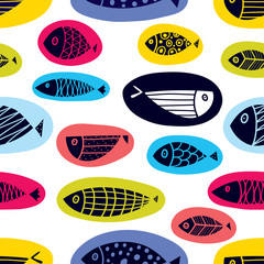Cute fish. Seamless pattern. Can be used in textile industry, paper, background.