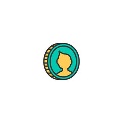 coin icon line design. Business icon vector design