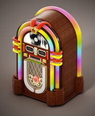 Jukebox standing on brown background. 3D illustration