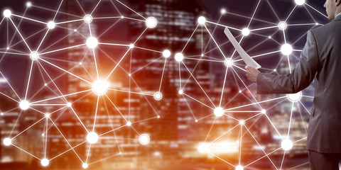 Concept of modern business networking that connect and cooperate people