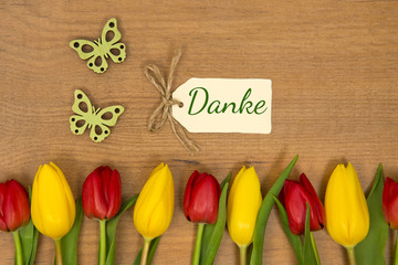 Tulpen und Karte: Danke!