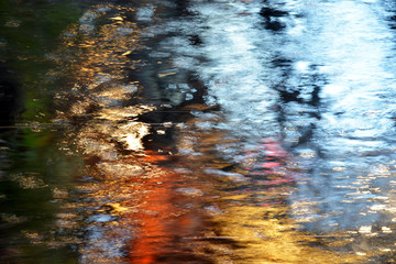 reflections in water and colorful background