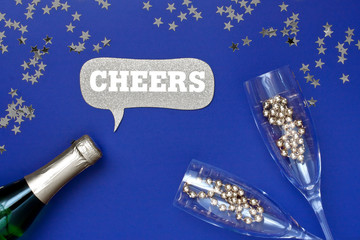  Champagne bottle and glass  with christmas decoration