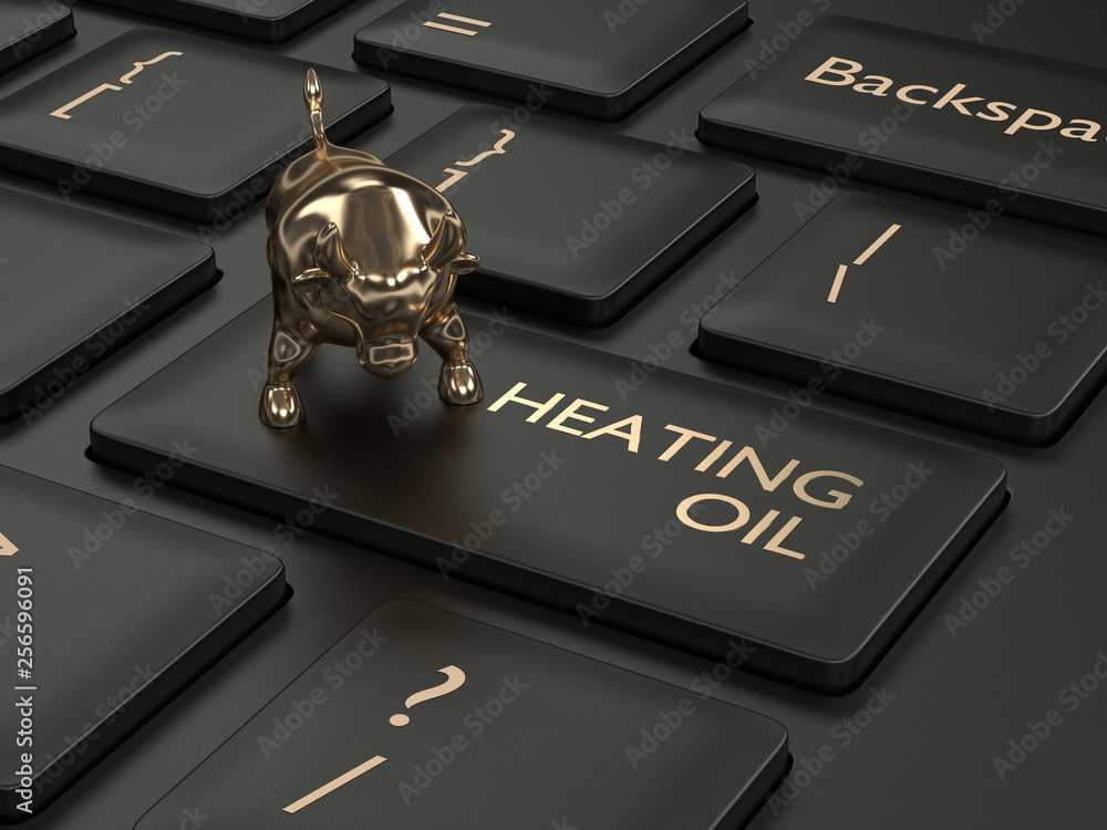 Aufkleber 3d render of keyboard with heating oil button and bull