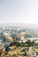 Panoramas of the most beautiful places in Georgia. Jvari and Gori at dawn.
