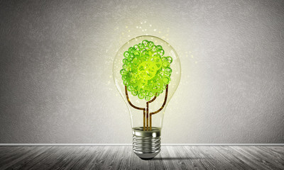 Eco innovations concept by means of lightbulb.
