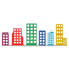 Colored buildings, Flat style 