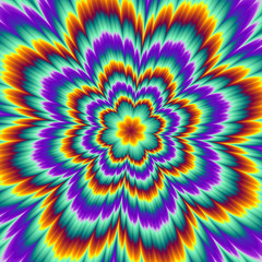Fototapeta na wymiar Pulsing fiery flower. Optical illusion of movement.