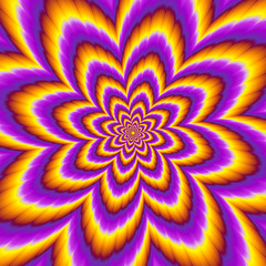 Pulsing fiery flower. Optical expansion illusion.