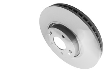 Brake disc isolated on white background. Auto parts. Brake disc rotor isolated on white. Braking...