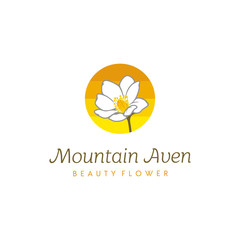 Beauty Artistic Mountain Aven Flower illustration logo design