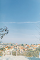 Panoramas of Sighnaghi and Tbilisi at a glance. Beautiful city at dawn.