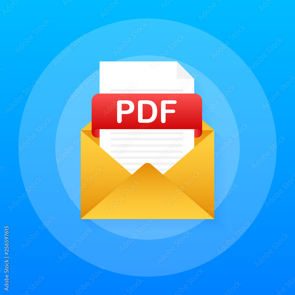 Poster download pdf button. downloading document concept. file with pdf label and down arrow sign. vector i