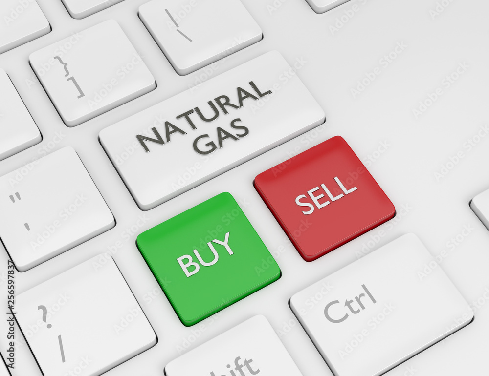 Poster 3d render of keyboard with natural gas button