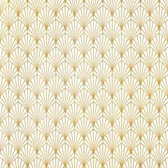 Behang Goud geometrisch abstract Abstracte gouden art deco patroon luxe ontwerp achtergrond. U kunt gebruiken voor premium achtergrond, advertentie, poster, omslagontwerp, presentatie.