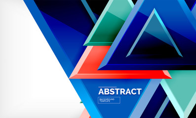Triangular low poly background design, multicolored triangles