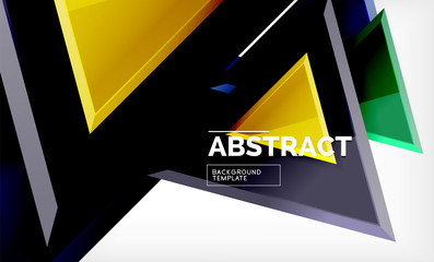 Flying triangles compostion geometric background