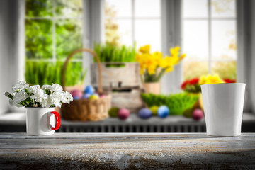 Desk of free space and spring time 