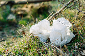 Landfills and construction waste in nature. Environmental problems and pollution.
