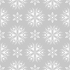  Floral seamless pattern. White design on gray background
