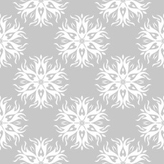 Fototapeta premium Gray floral seamless background with white design