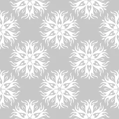 Fototapete  Gray floral seamless background with white design © Liudmyla