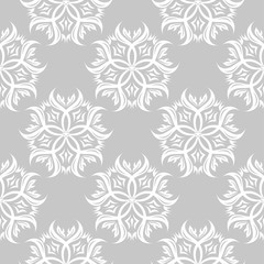  Floral seamless pattern on gray background. White design