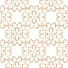 Fototapeta na wymiar Brown floral seamless pattern on white background
