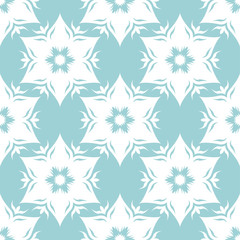Floral seamless pattern. White flowers on blue background