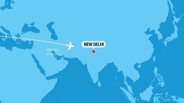 New York to New Delhi Flight Travel Route