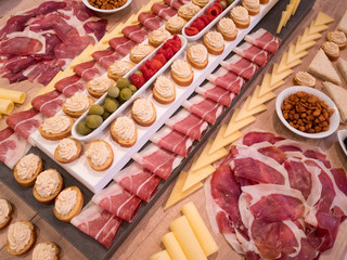 Catering table full of delicious food