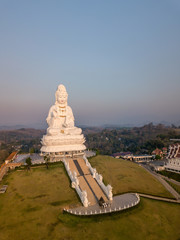 An aerial view of the  Wat Huay Pla Kang Temple in Chiang Rai, Thailand