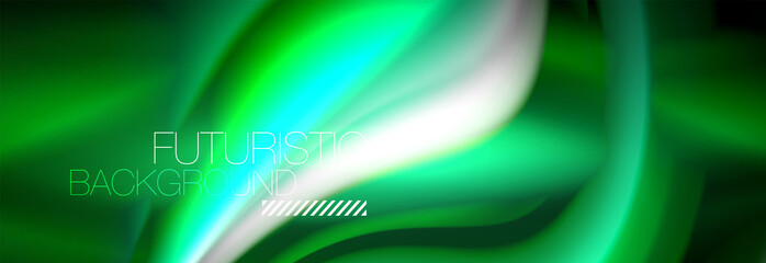 Fluid color neon wave lines background, neon liquid color futuristic paint template