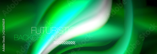 Fluid color neon wave lines background, neon liquid color futuristic paint template