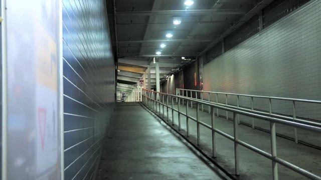 Nighttime empty entrance to bus station.