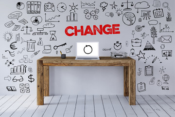 Change change concept with desk