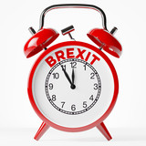 Brexit concept with red alarm clock on 5 to 12